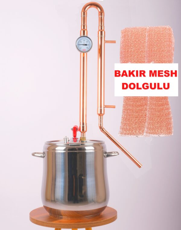 Bakır İmbik Damıtma Sistemi Bakır mesh dolgu 15 Litre